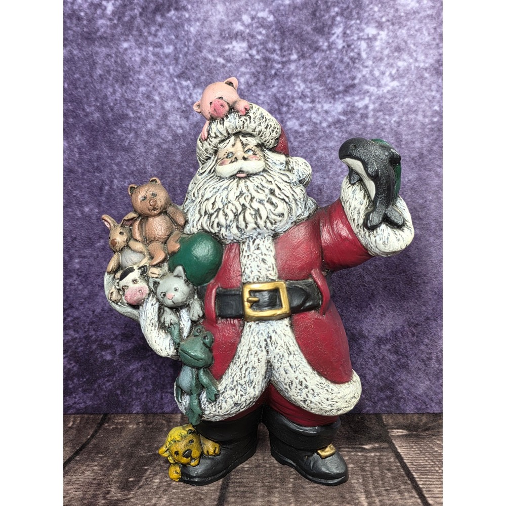 Vintage Gare Santa Claus Figurine with Animals Pig Frog Whale Christmas DecorRed